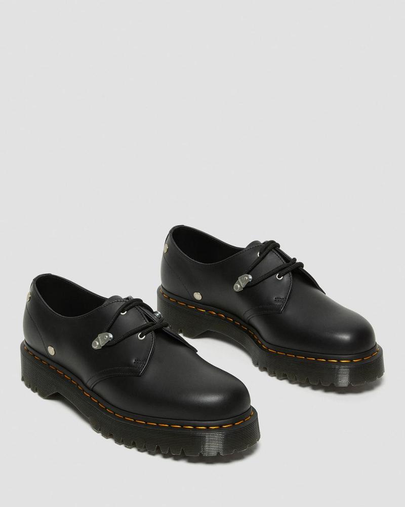 Black Men's Dr Martens 1461 Bex Stud Leather Oxfords Shoes | CA 588VRW